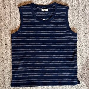 Madewell Navy Rainbow Striped Sleeveless Top Crewneck Muscle Tank Size L NWT